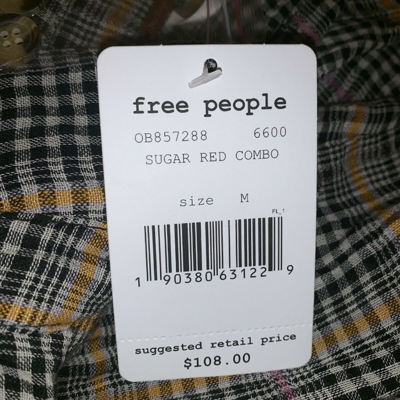 FREE PEOPLE Break My Stripe Plaid Shirt in Black! - Picture 3 of 8